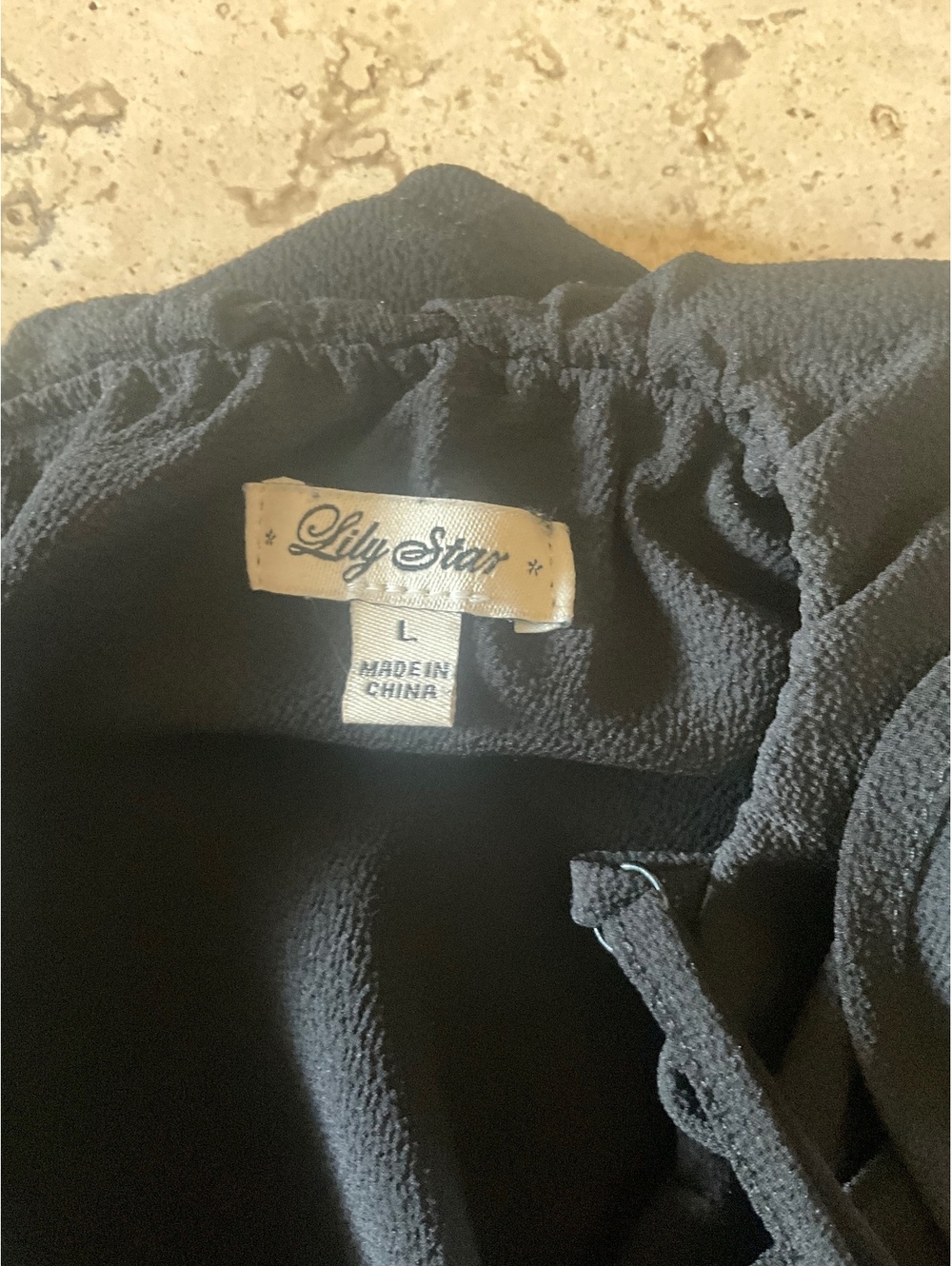 One Shoulder Ruffle Black Crepe Top - Picture 4 of 4